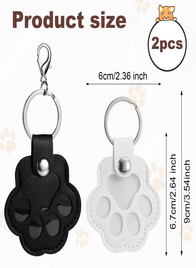 Penitue 2pcs Dog Hair Keychain, Leather Pet Memorial Key chain Cute Pet Fur Memory Keepsake Holder Collector Storage Keeper Charm Gifts Collection for Bag & Purse Decoration (Black, White) - Image 2